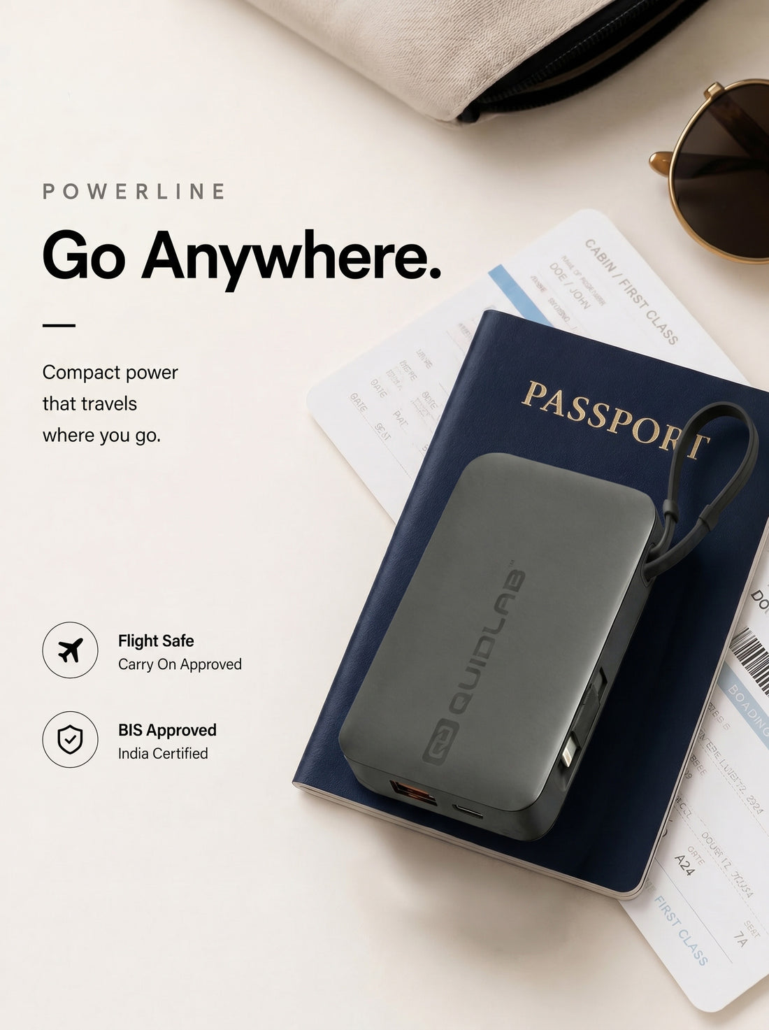 Powerline Powerbank with Built-in Type-C & Lightning Cable